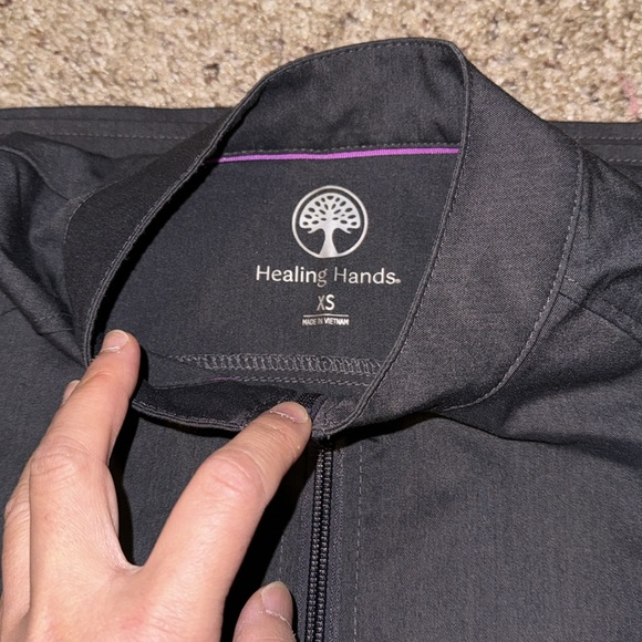 Healing Hands Charcoal Gray Zip up Jacket XS - Picture 3 of 4